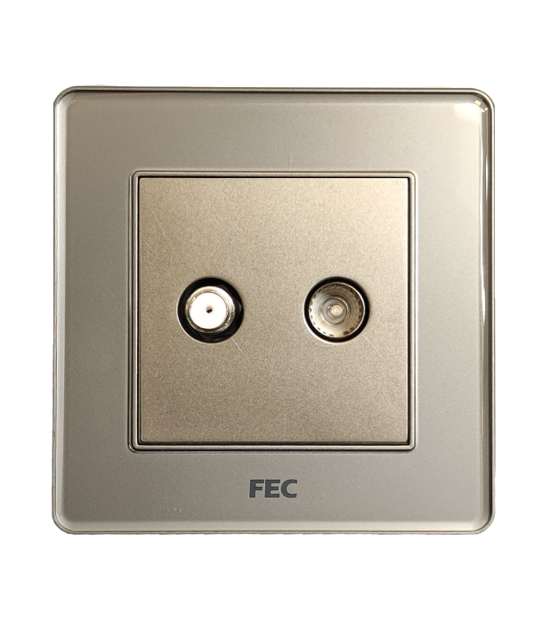 پریز آنتن و ماهواره با پنل کریستالی ضد خش FEC کد PS-03