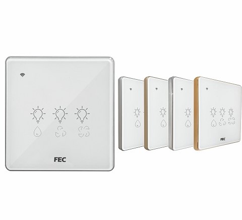 کلید کولر آبی هوشمند لمسی پنل کریستالی سفید FEC کد SW-03-AC